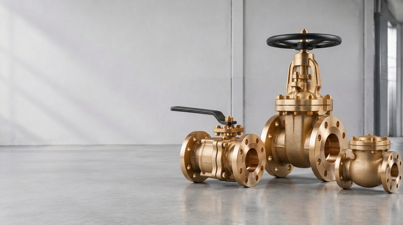 Aluminum bronze industrial valves: ball, gate and check